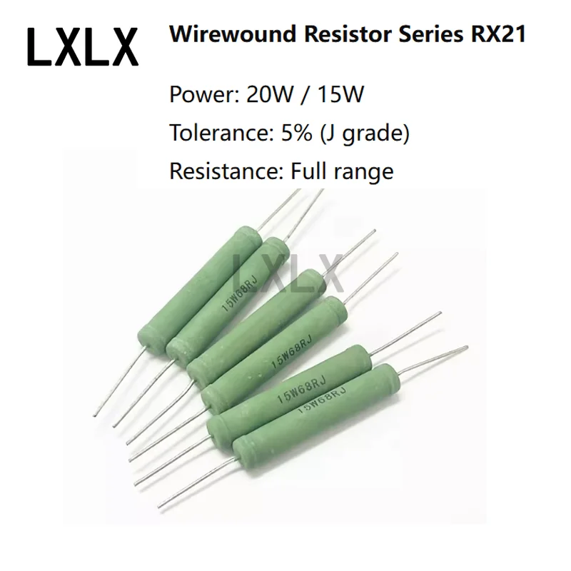 

20 шт. 15W 20W проволочные резисторы RX21 5% сопротивление 0.1 0.2 1 2.2 3.3 6.8 10 22 47 100 220 330 470 680 Ом 1K 10K 12K 15K Ом