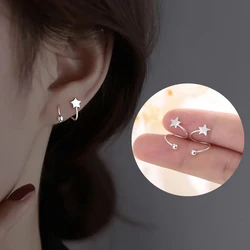 2pcs Stainless Steel Spiral Twisted Lip Ring Tongue Piercing Heart Star Ear Cartilage Helix Piercing Stud Earring Jewelry Gifts