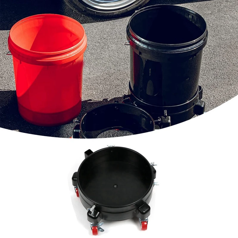 2Pcs 11.5Inch Bucket Dolly Easy Push Removable Rolling Bucket Dolly 5Roll Swivel Casters To Move 360Degree Turning Black