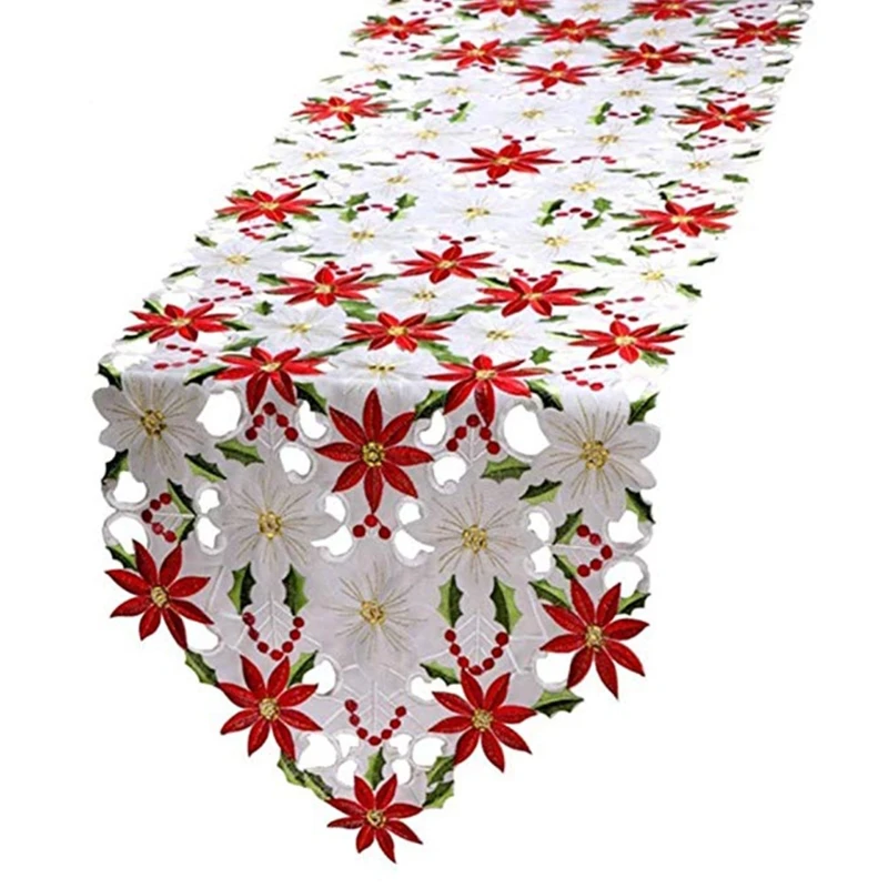 

Holly Poinsettia Christmas Table Runner Table Place Mats for Christmas Decor