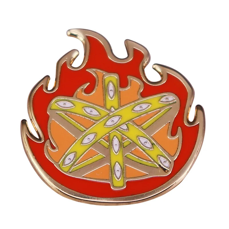 Western Mythology Gothic Art Flame Ophanim Angel Hard Enamel Pin Brooch Badge Jewelry