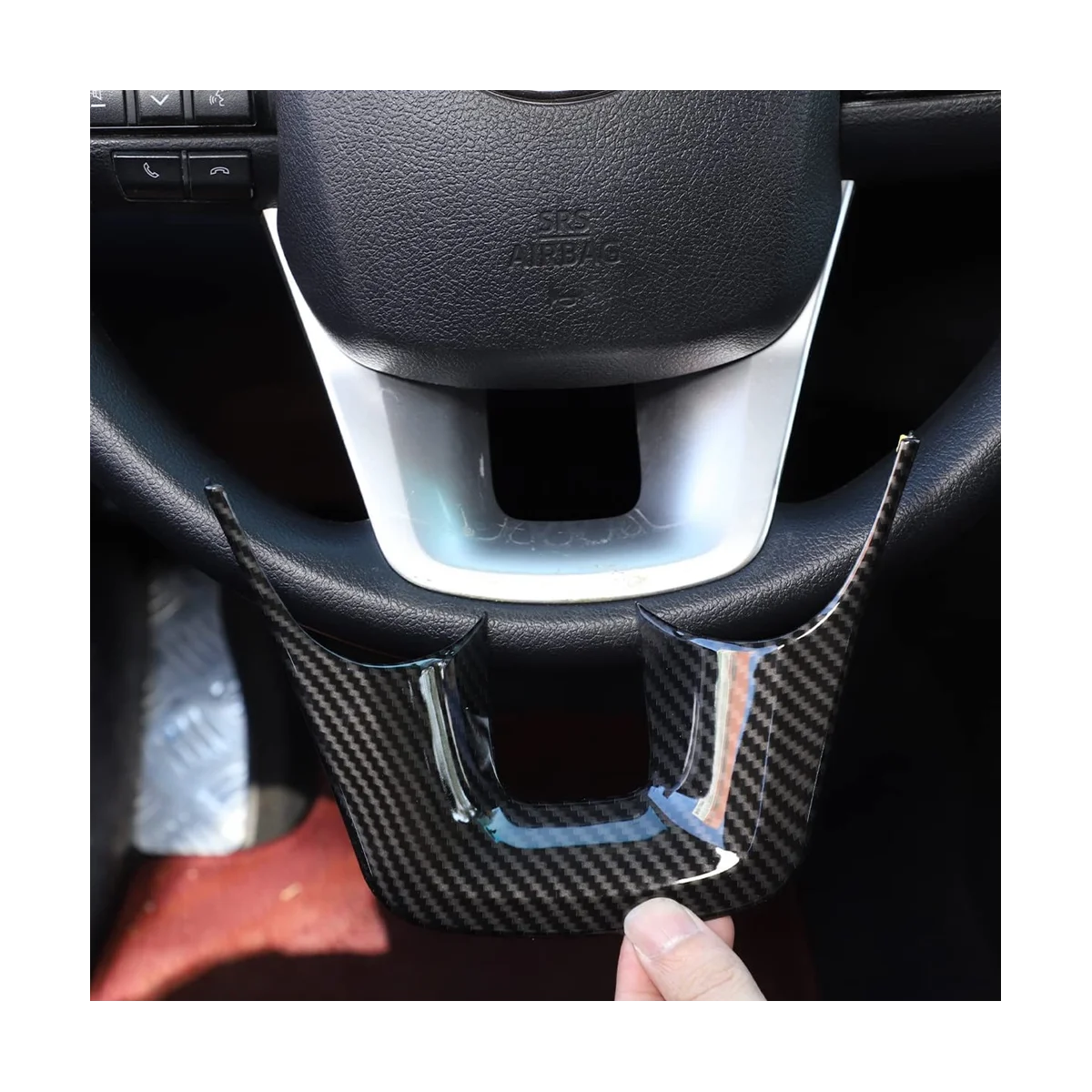 ฝาครอบ Setir mobil สำหรับ Toyota Fortuner 2016-2022พวงมาลัยรถยนต์แผง Setir mobil อุปกรณ์ป้องกัน ABS คาร์บอนไฟเบอร์