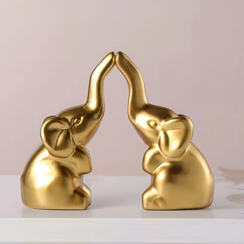 

2pcs European Simple Design Cute Resin Elephant Desktop Ornament Offices Bedroom Living Room Garden Home Decoration Crafts Gifts