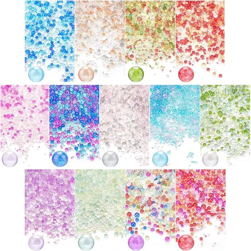 1 Box 5000+ Resin Bubble Beads Iridescent Mini Glass Microbeads No Hole 6 Colors Crystal Sand Spheres for DIY Resin Mold Filler