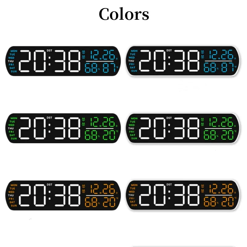 Digitaler Wecker TEMP Luftfeuchtigkeit Datum 2 Alarme Countdown-Timing DST Snooze Tischuhr Auto dimmbar 12/24 Stunden LED-Uhr für Dekor – Detail 16