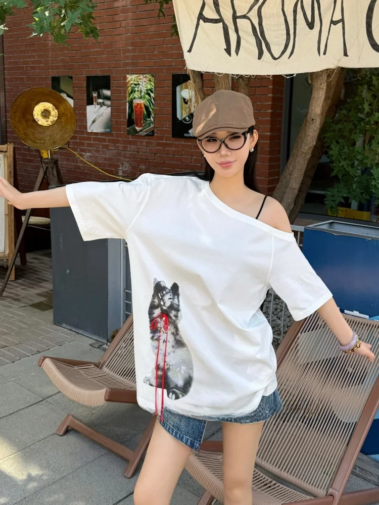 

Lazy Knot ort Sve T-irt oulder Bared Top Cotton Moisture ng mid Length Body Ins Sle Summer Women