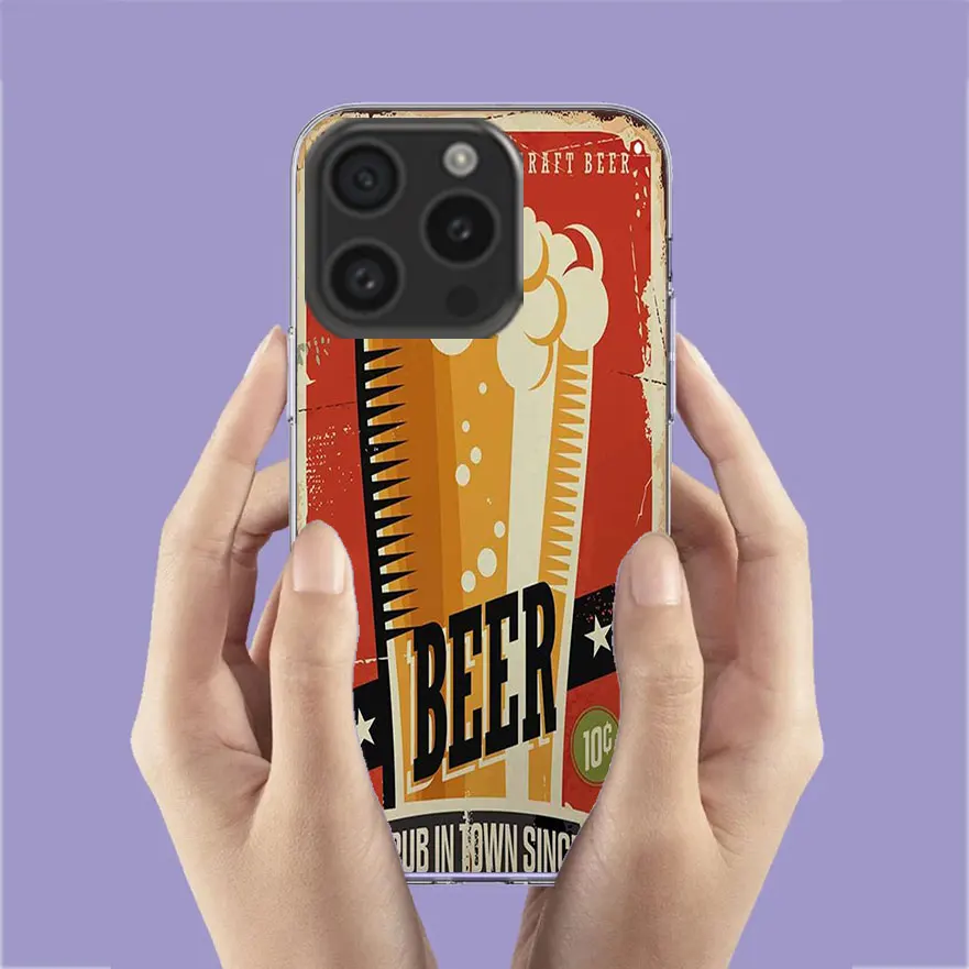 Beer Cup Barley Vintage Rusty iron plate Clear Phone Case For Aplee iPhone 12 13 Mini 14+ 15 Plus 16 Pro Max Cover 11 Pro X XS M