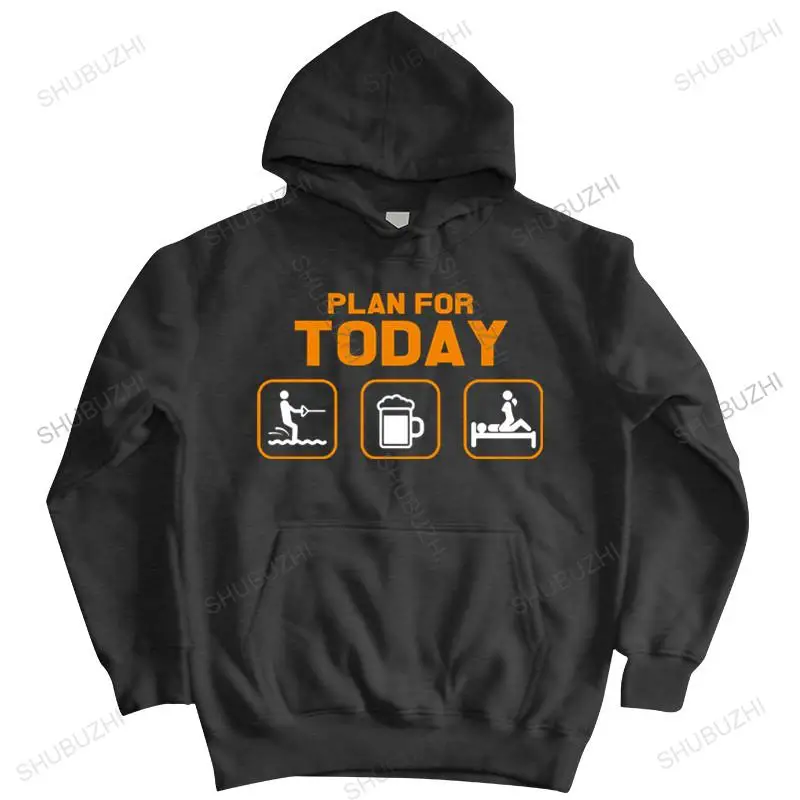 

brand men autumn hoodie Humor Plan For Today Waterski Beer Drinking Skiing pullover male Sportswear hoodies warm coat