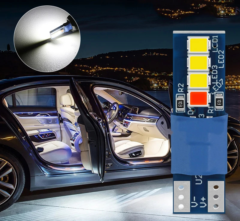 2 Stück T10 Auto-Innenraumleuchte Fehlerfrei Dynamisches Licht Tür-Parklicht Kennzeichenbeleuchtung W5W Canbus LED-Signalleuchte Keilförmige Glühbirne