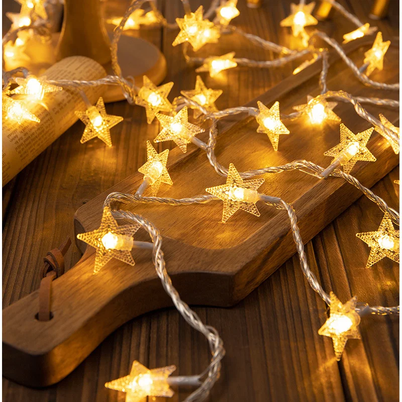 Star LED String Lights para festa, atmosfera interior, decoração de natal, luzes da bateria do quarto, ao ar livre, impermeável, festival, 2023