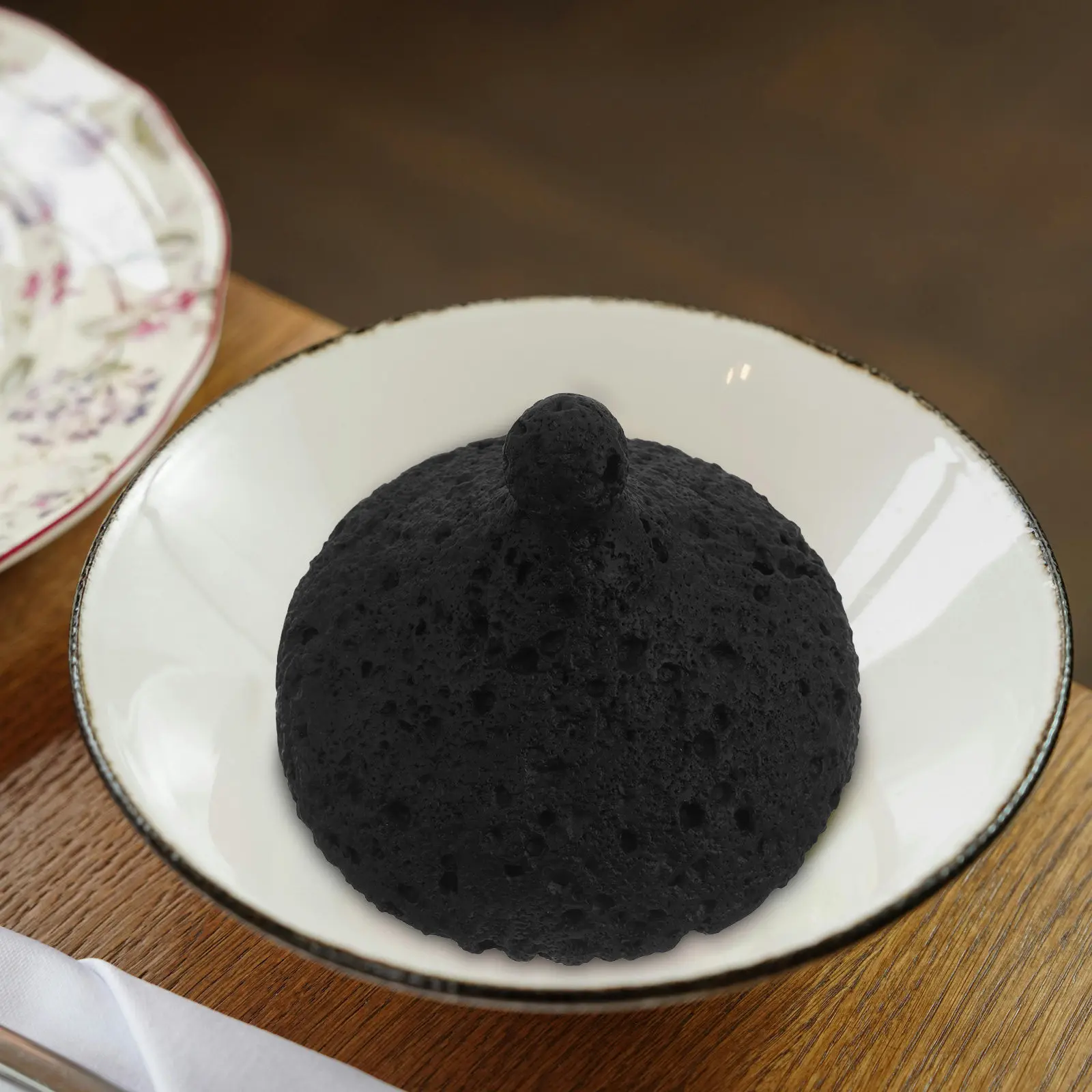 Smoker Dome Lid 4.7 Inch Fake Volcano Textured Smoking Cloche Cover for Seafood Sushi Caviar Dessert Molecular Cuisine Tabletop