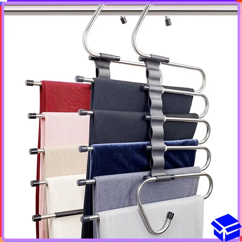 

Reliable Pants Hangers Space Saving - 2 Pack For Closet Multiple Layers Multifunctional Uses Durable
