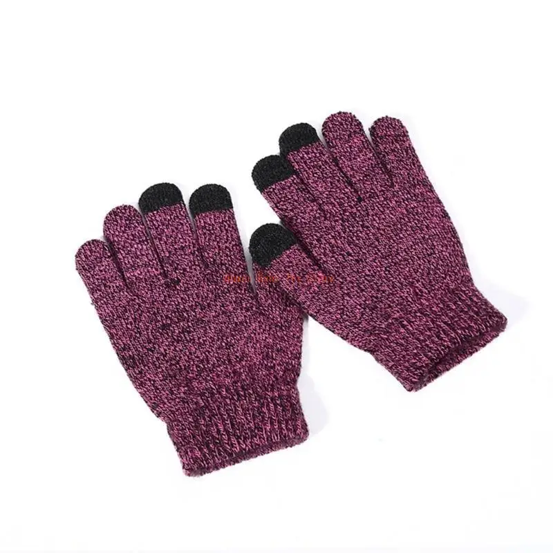 

J0PF Kids Gloves Winter Touches Screen Gloves Knitted Children Mittens Boys Girls Warm Gloves Thickened Mittens Solid Color