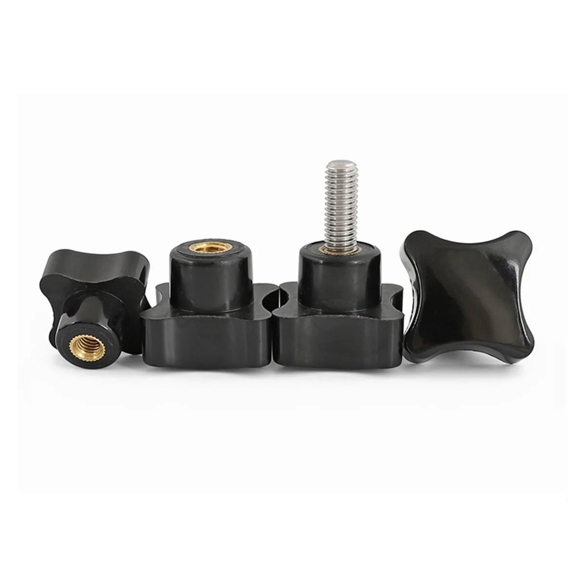 Four Corner Star / Cross Shaped Bakelite Plastic Head Copper Core Internal Thread Hand Screw Cap