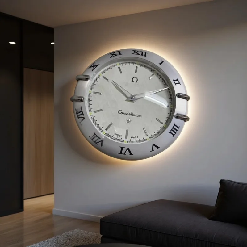 Metal Design Luxury Quartz Wall Watch Clock Analog Office Art Unique Magnifier Modern Wrist Watch Wall Clock and Watch