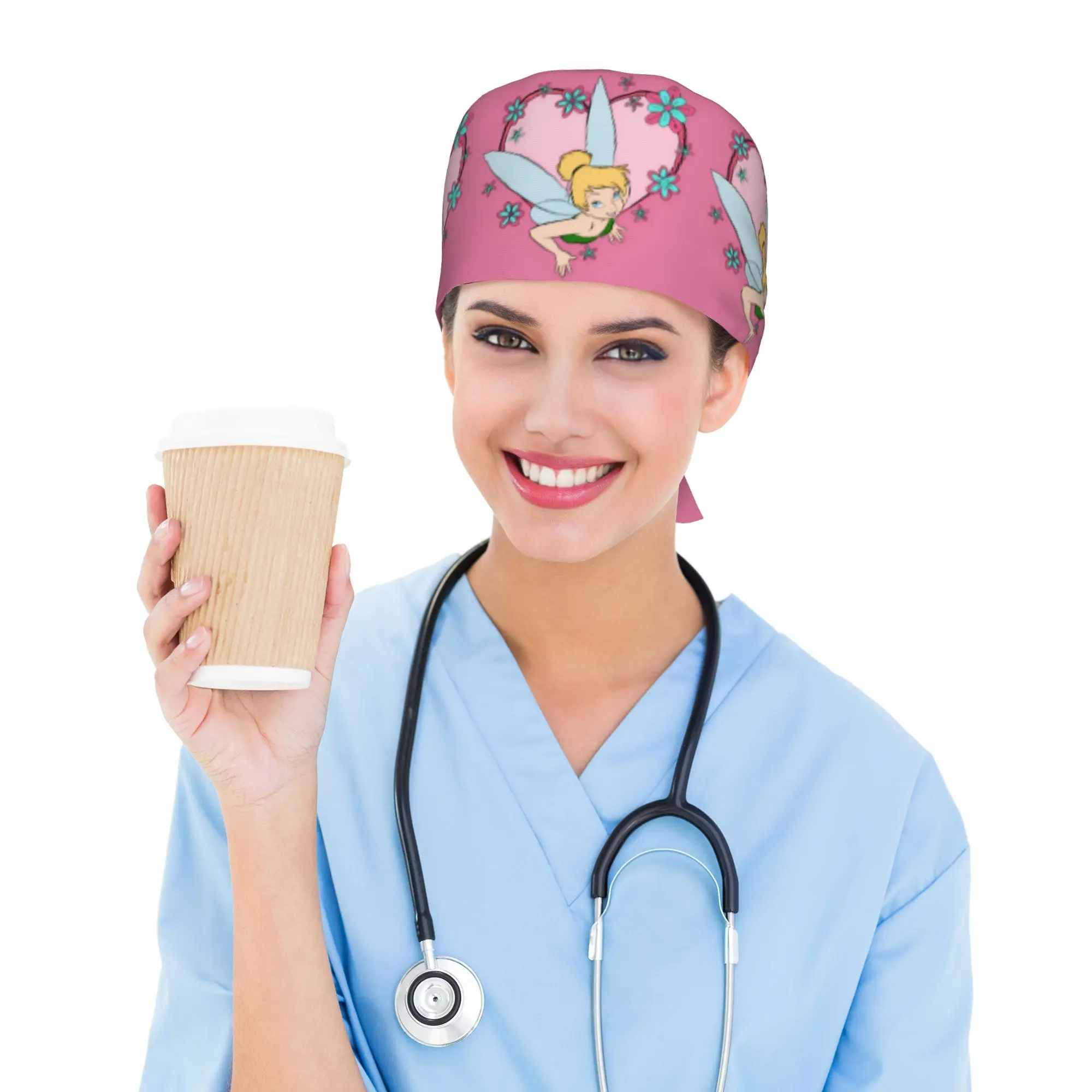 Custom T-Tinker Anime Bell Cute Cartoon Working Cap Surgical Hats Men Women  Operating Room Cap Nursing Cap Lab Works Hat