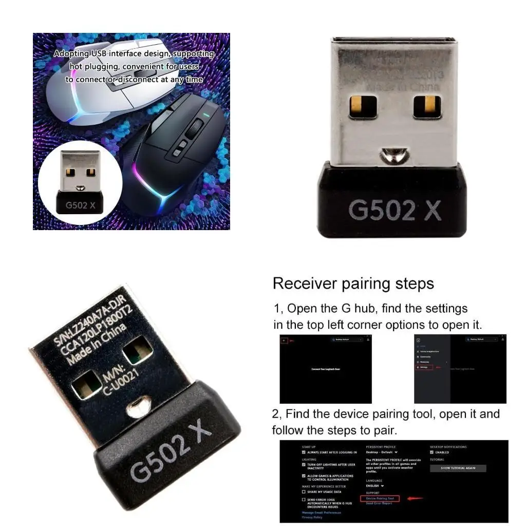 

R53C USB Dongle for G502 X / G502 X PlusLightspeed Mouse Receiver Consistent