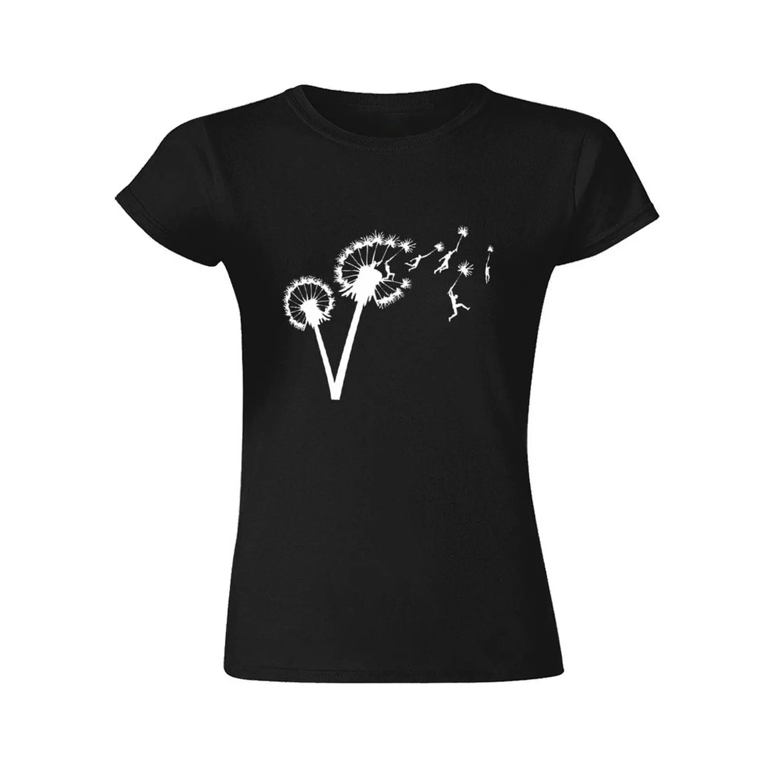 Dandylion Flight - white silhouette t-shirt nero divertente abbigliamento estetico magliette donna