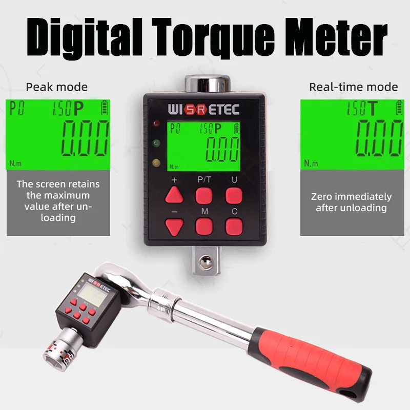 High Precision Digital Torque Meter 0.1-340 N.m Adjustable Torque Meter Adapter Professional Electronic Torque Wrench