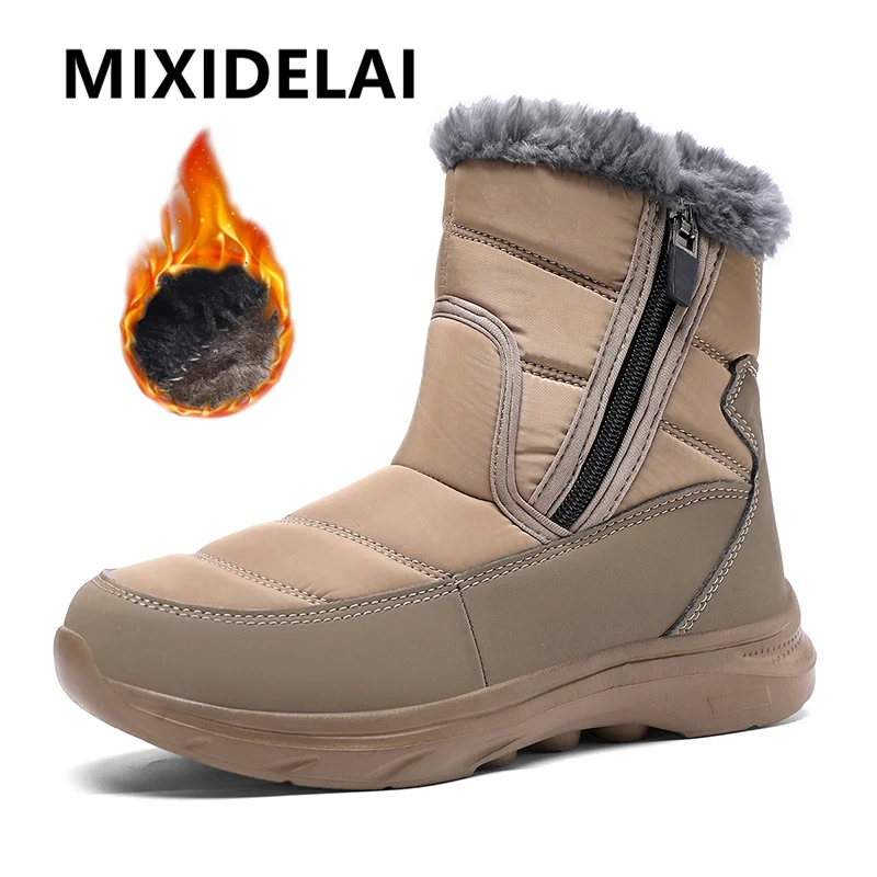 Waterproof Men Women Snow Boots High Top Ankle Winter Boots Platform Warm Thick Plush Man Cutton Shoes Outdoor Non-Slip Boots