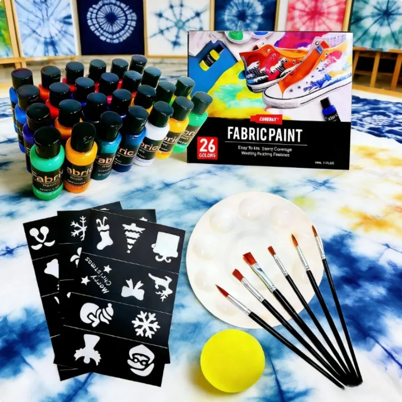 

Набор текстильных красок из 26 цветов, 30 мл, водостойкие, устойчивые к выцветанию, для машинной стирки, для самостоятельного изготовления одежды, белой обуви, тай-дай и росписи по ткани