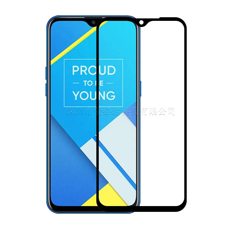 2 Buah Kaca Tempered Melengkung untuk OPPO Realme C2 Penutup Penuh 11H Film Pelindung Pelindung Layar untuk Oppo Realme C2