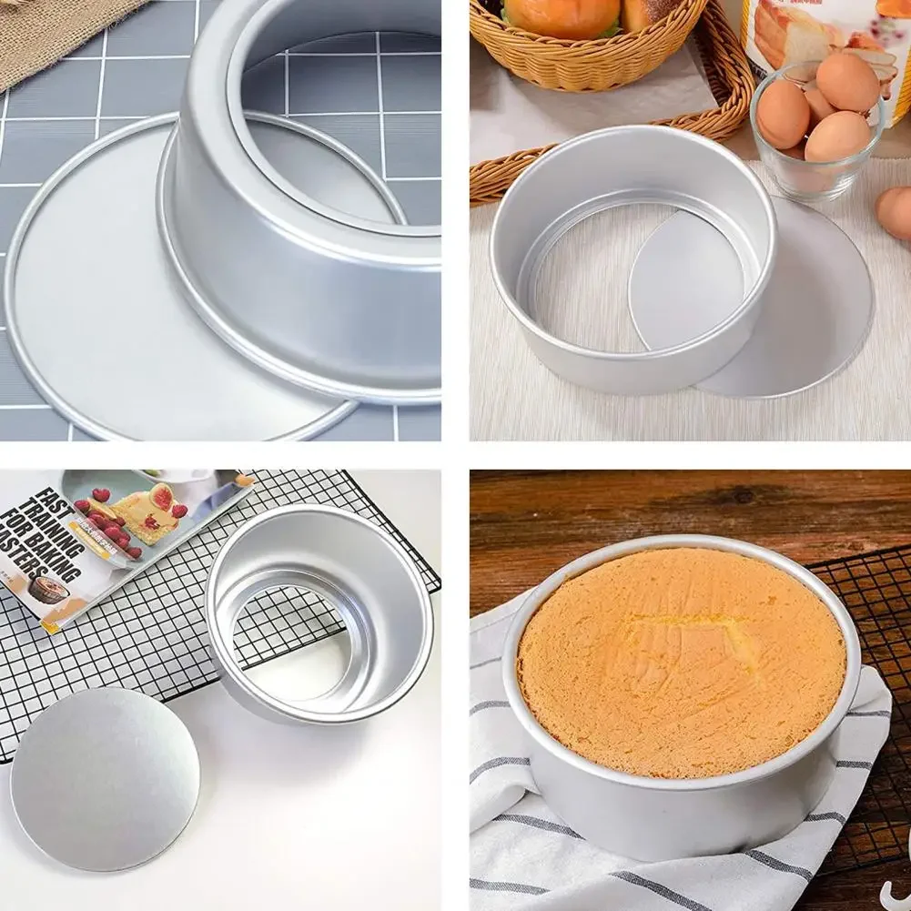 4インチ/6インチの丸いケーキパン,取り外し可能なベース,アルミニウム合金,焦げ付き防止,ベーキングパン,ベーキングツール