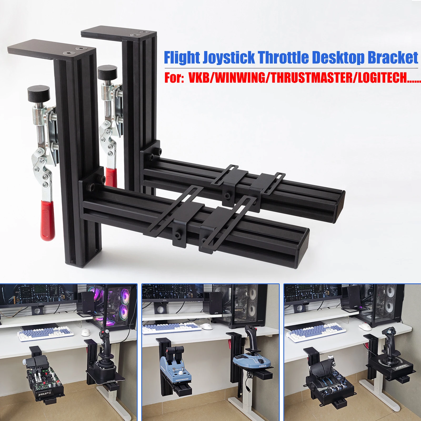 

Flight Simulator Joystick THROTTLE STICK Desktop Mounting Bracket For Logitech X56 X55 X52 Thrustmaster T16000M TCA VKB WINWING