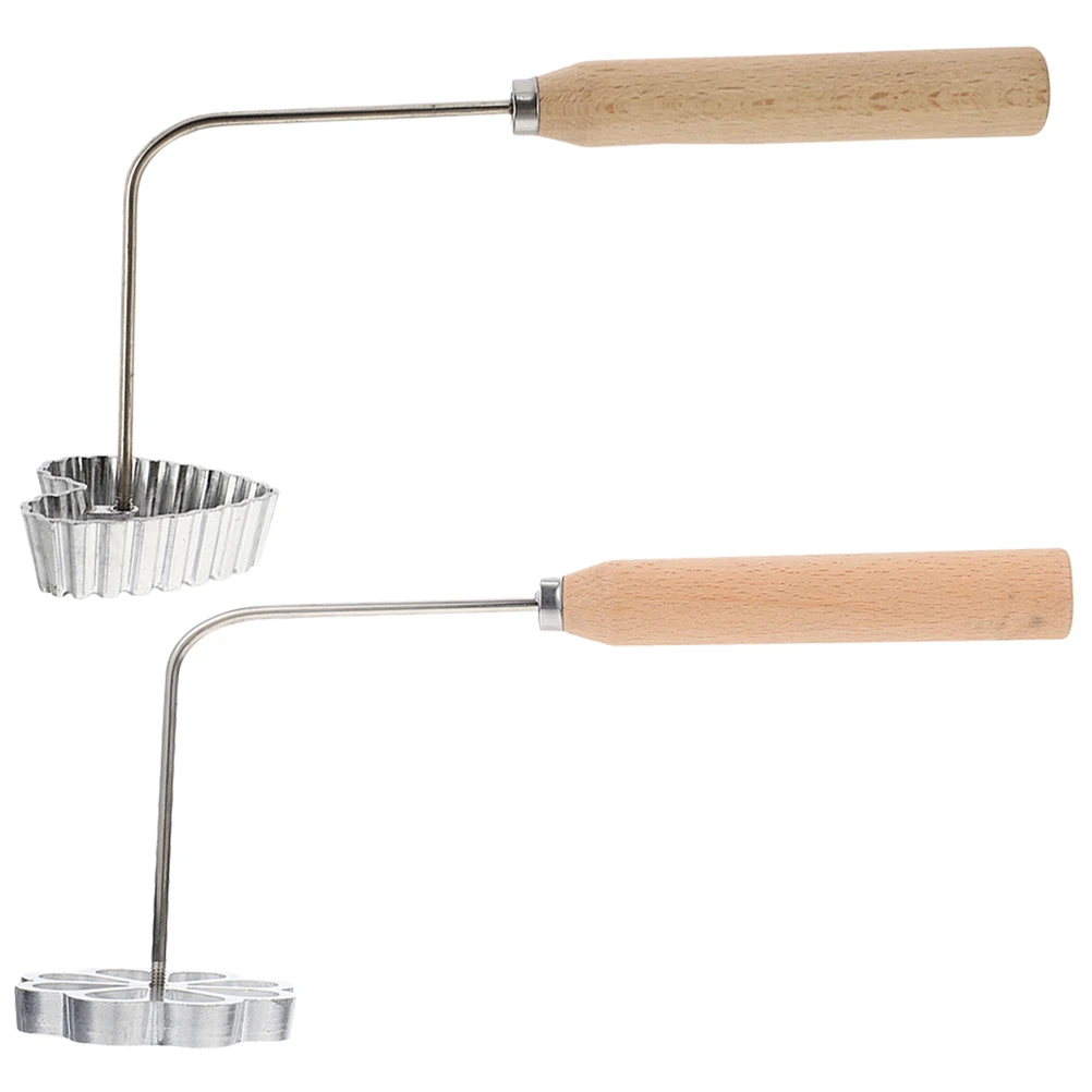 

2Pcs Fried Snack Mold Dough Household Frying Diy Aluminum Pancake Mould Wood Food Molds Kitchen Baking Molds Sturdy