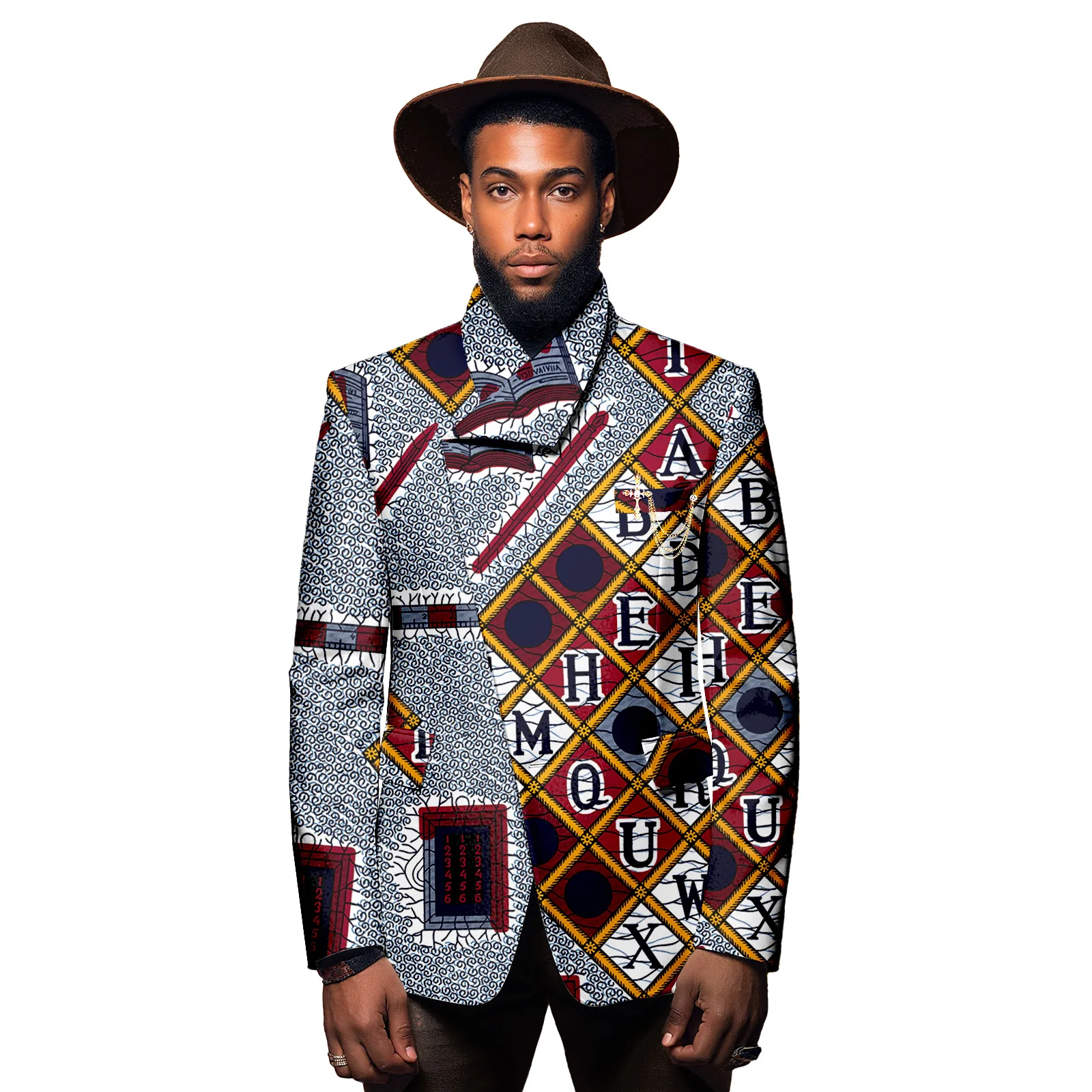 

Men's fashion coat jackets African print Dashiki Single-breasted Blazer Ankara Attire Clothing