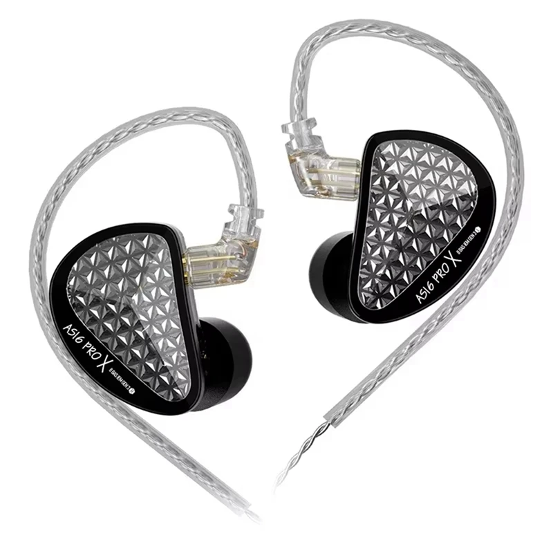 AS16 PRO X 16BA 8 Balanced Armature in Ear Earphone High Sound Quality Headsets HiFi Monitor Music Headphones-A82Z