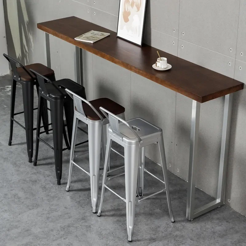 Modern Nordic Wrought Iron Bar Stool Simple High Chair Light Luxury Leisure Seat for Milk Tea Shop Small Apartment Home Decor