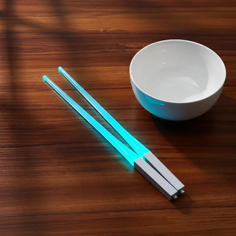 LED Light Saber Chopsticks BPA Free Detachable Washable 1 Pair for Cosplay Party Tableware Gift