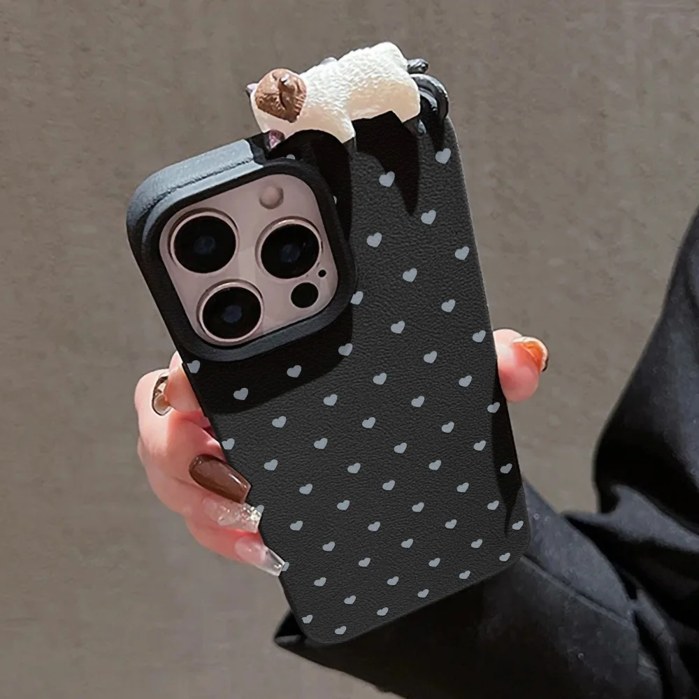 3D Cat Dog Love Heart Phone Case For iPhone 17 Pro Max Case 11 16 15 12 13 14 Pro Max 17 Air 16 15 Plus Shockproof Cover Funda