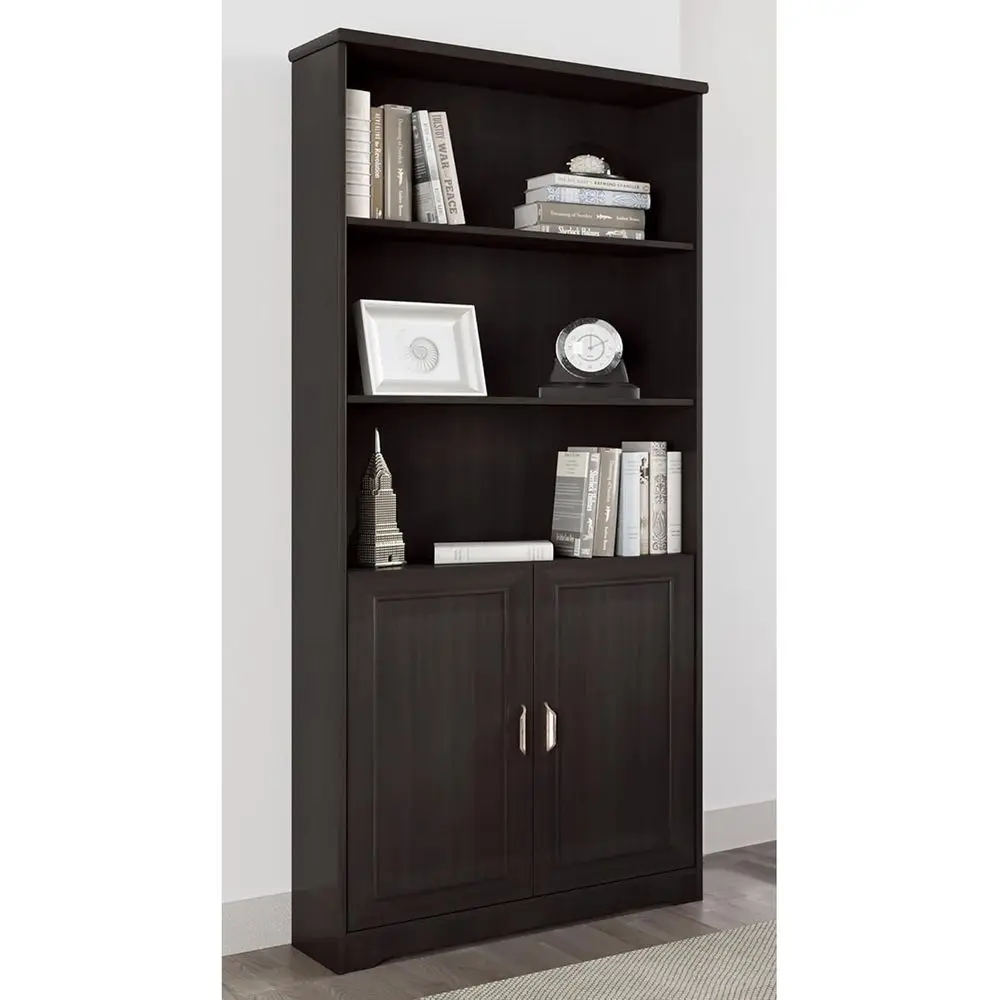 

Contemporary 5-Shelf 72 High Bookcase with Door in Oakish Finish