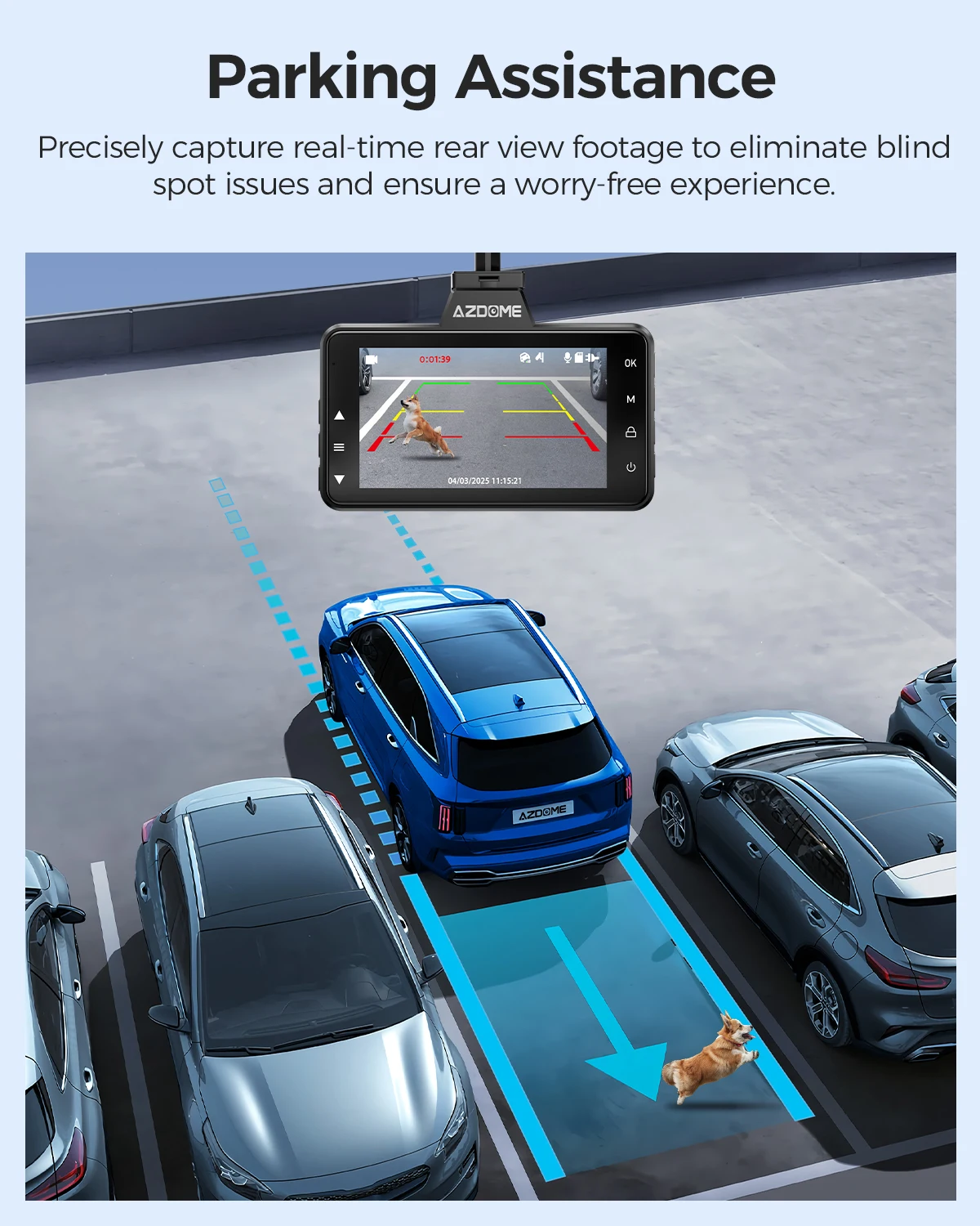 كاميرا AZDOME 4K Dash Cam M01 Max 3 بوصة كاميرا أمامية وخلفية للسيارة مدمجة ADAS Wifi G-Sensor Car DVR وضع وقوف السيارات 24H