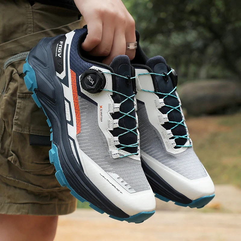 Men's Running Shoes with Rotating Buckle Breathable Mesh Lightweight Sneakers for Men Gym Workout Casual Waterproof Sports Shoes