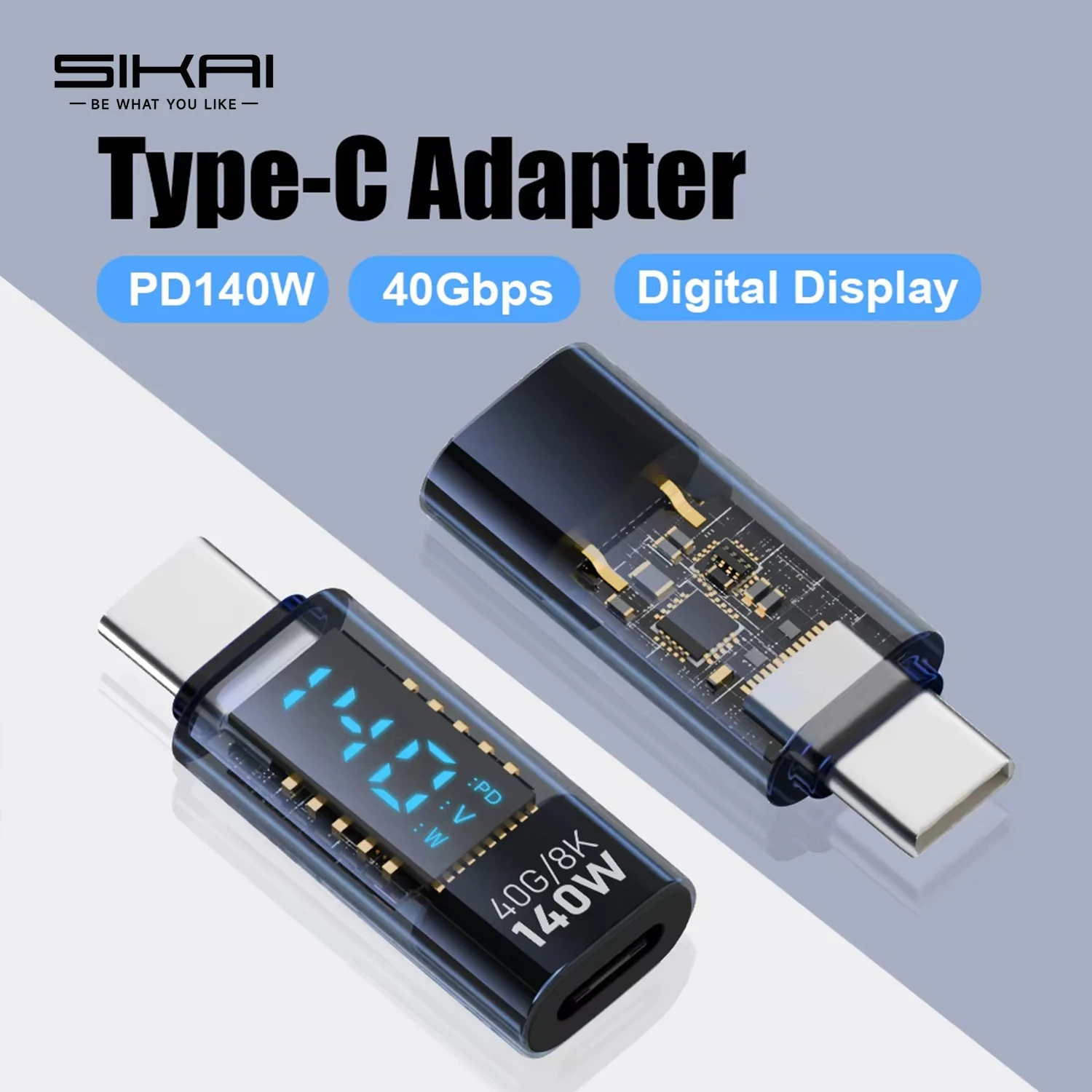 Adapter USB C 140W z wyświetlaczem LED 40Gbps Adapter przedłużający USB C Typ C Miernik mocy Tester przedłużacza USB C USB4 Thunderbolt