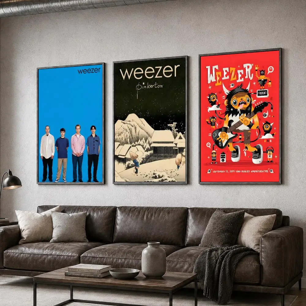 Band Weezer Alternative Rock Blue Album Retro 90s Poster  PP Self Adhesive Home Garage Dorm Bar Wall Decor Aesthetic Retro Gift