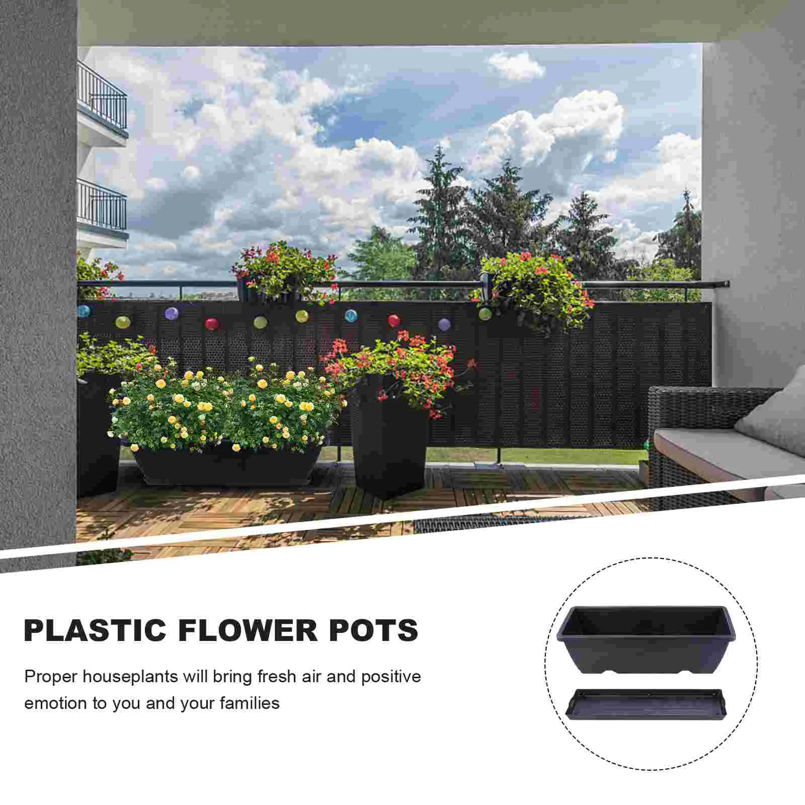 Rectangular Planting Trough Pot Plastic Planter Container Plants Pots Indoor Flower Square Planters