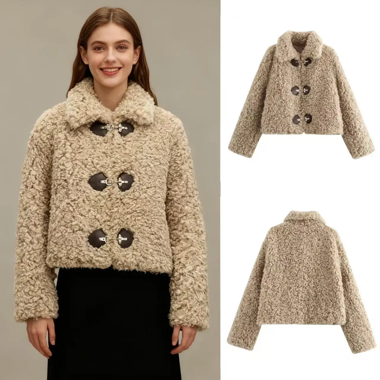

Faionable Street Sle Women's Jaet Autumn New Arrival Cross-Border Furry Corduroy Outerwear Ele Chic ort Coat