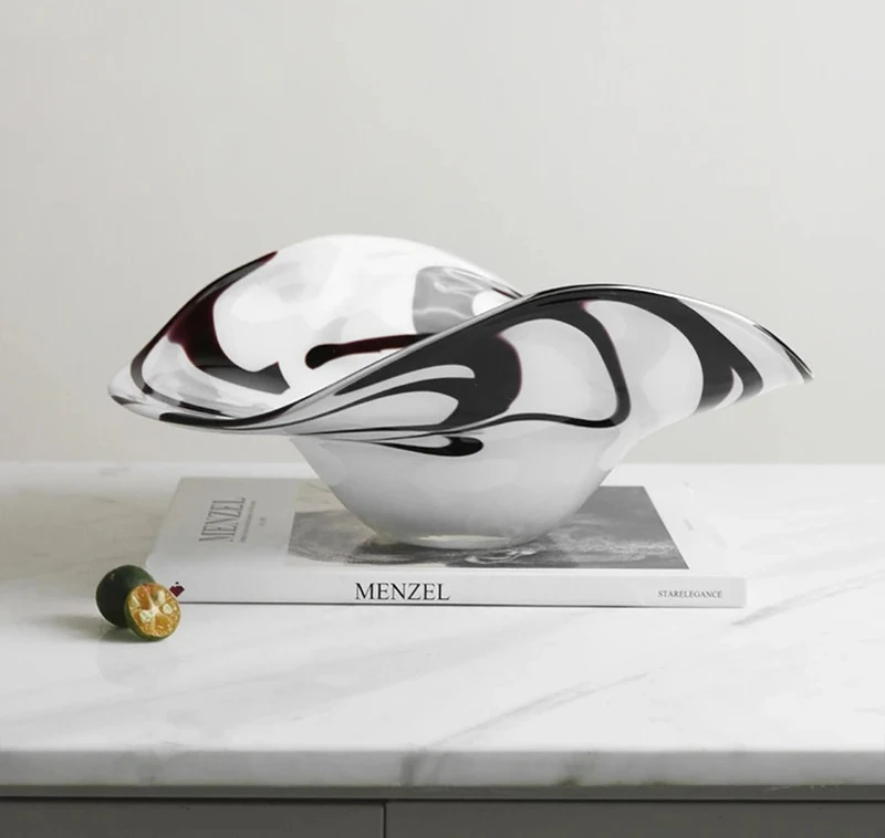 Streamlined Texture Dessert Tableware Fruit Plate Glass Bowl Hotel Restaurant Fruit Plate