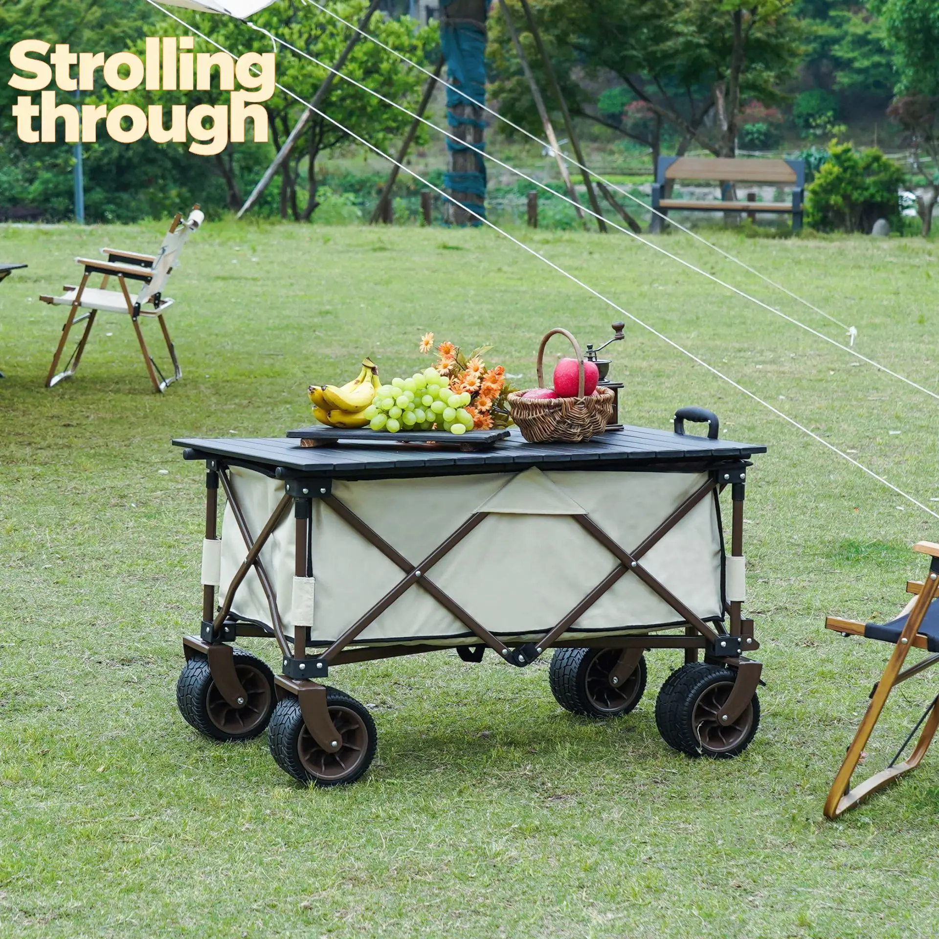 

Портативный кемпинговый фургон с столешницей, кемпинговый прицеп, складная тележка для пикника, для рыбалки и пикников на природе