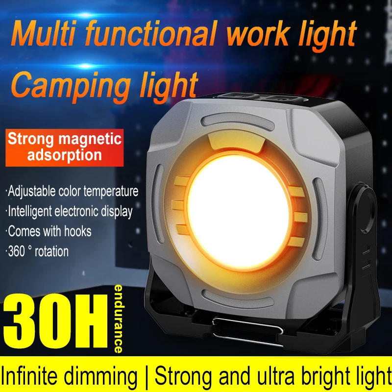 COB Work Lights USB Rechargeable Portable Dimming Flood Light Outdoor Camping Torch Magnetic Car Repair Emergency Hanging Lante