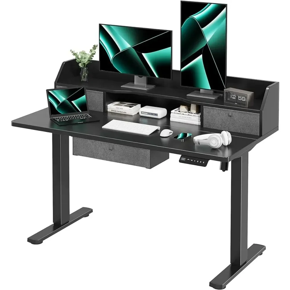 

Laptop Table for Bed Electric Standing Desk With Triple Drawers Black 47 X 24 Inches Freight Free Furniture Gaming Tables Mobile