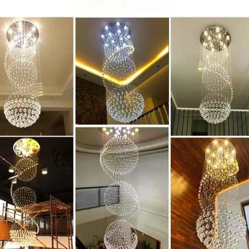 Luxuriöser Moderner Großer Kristall-Deckenleuchter LED-Pendelleuchte für Treppenhaus, Wohnzimmer, Flur, Heimdekoration