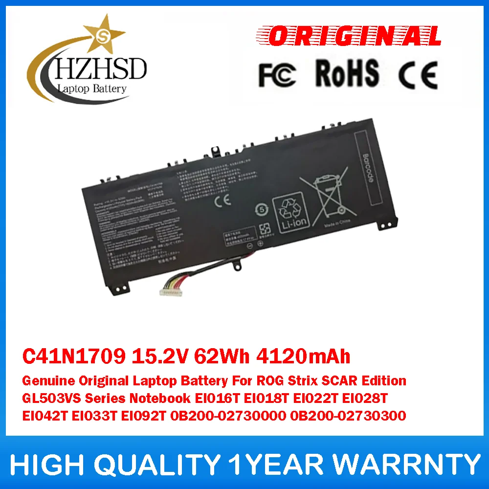 

C41N1709 15.2V 62Wh 4120mAh Genuine Original Laptop Battery For ROG Strix SCAR Edition GL503VS Notebook EI016T EI018T EI022T