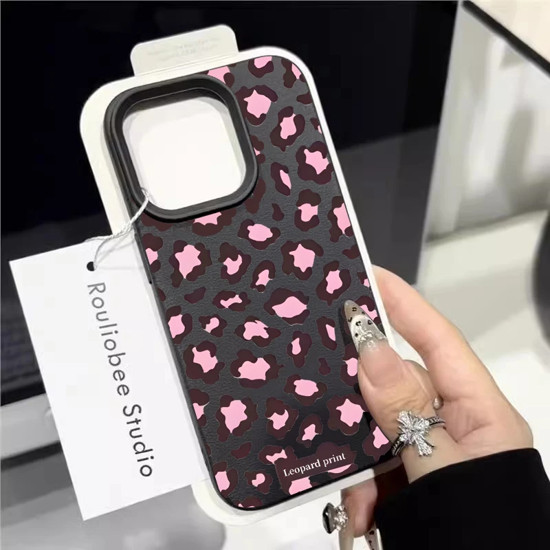 Fein schimmernde Leopardenmuster-Silikonhüllen für iPhone 17 14 15 16 Pro Max Plus, iPhone 15 16 13 12 11 15 8 XS XR Luxus-Cover – Detail 4
