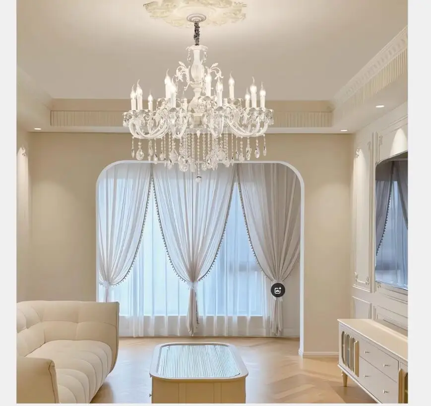 

Modern White Color Crystal Chandelier Bedroom DE Zinc Alloy Candle Crystal Chandelier Candle Restaurant LED Crystal Chandeliers