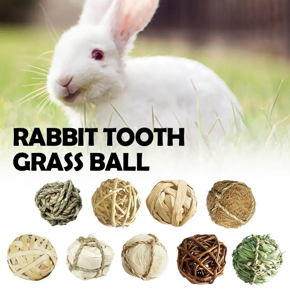 Rabbit Teething Natural Grass Ball Pet Teething Snack Clean Toy Hand-woven Anxiety Ball Help Grass Digestion Teeth Relieve F5P2